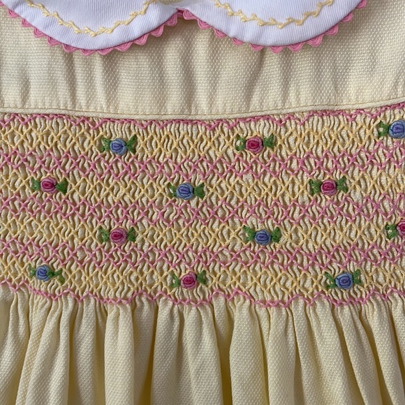 ANAVINI Smocked Embroidered Yellow Dress Size 18M - Picture 4 of 8